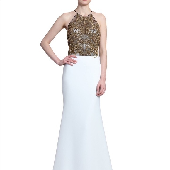 ❌SOLD❌Beaded racer ivory Tully gown - Picture 10 of 10